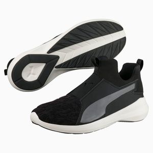 BNIB UO Puma Black and White Suede Rebel Velvet Softfoam Sneakers